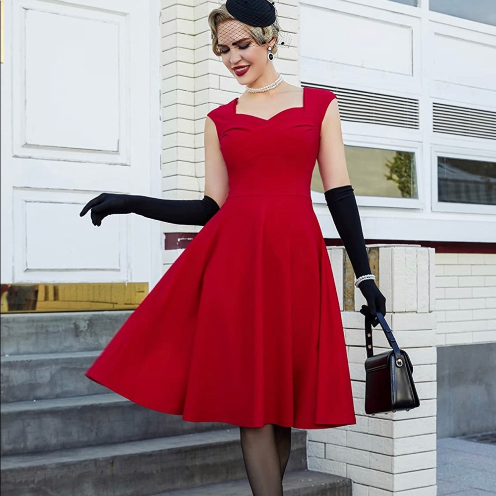 Women’s red MUXXN dress size L, retro style
